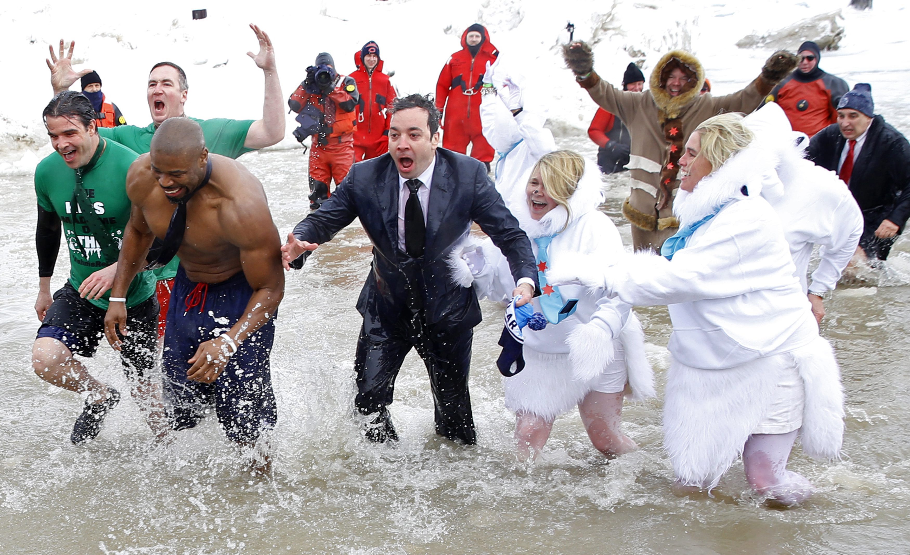 TV host, Jimmy Fallon, plunges into the Atlantic Ocean at last year’s Polar ...
